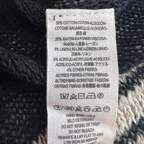 Free People Oversized Sweater Sz S Tan Red Striped Open Knit Crochet Boho Grunge - Picture 5 of 8